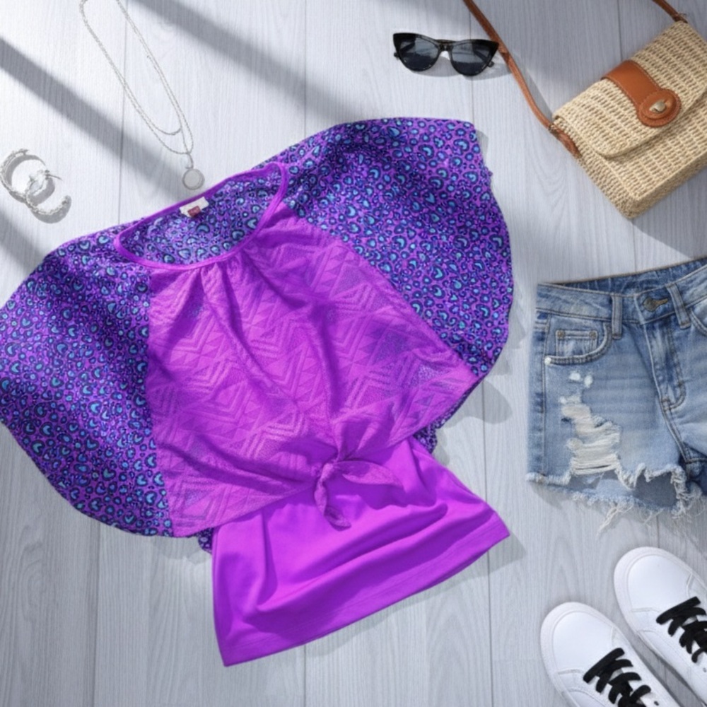Girls Purple Leopard Print Top